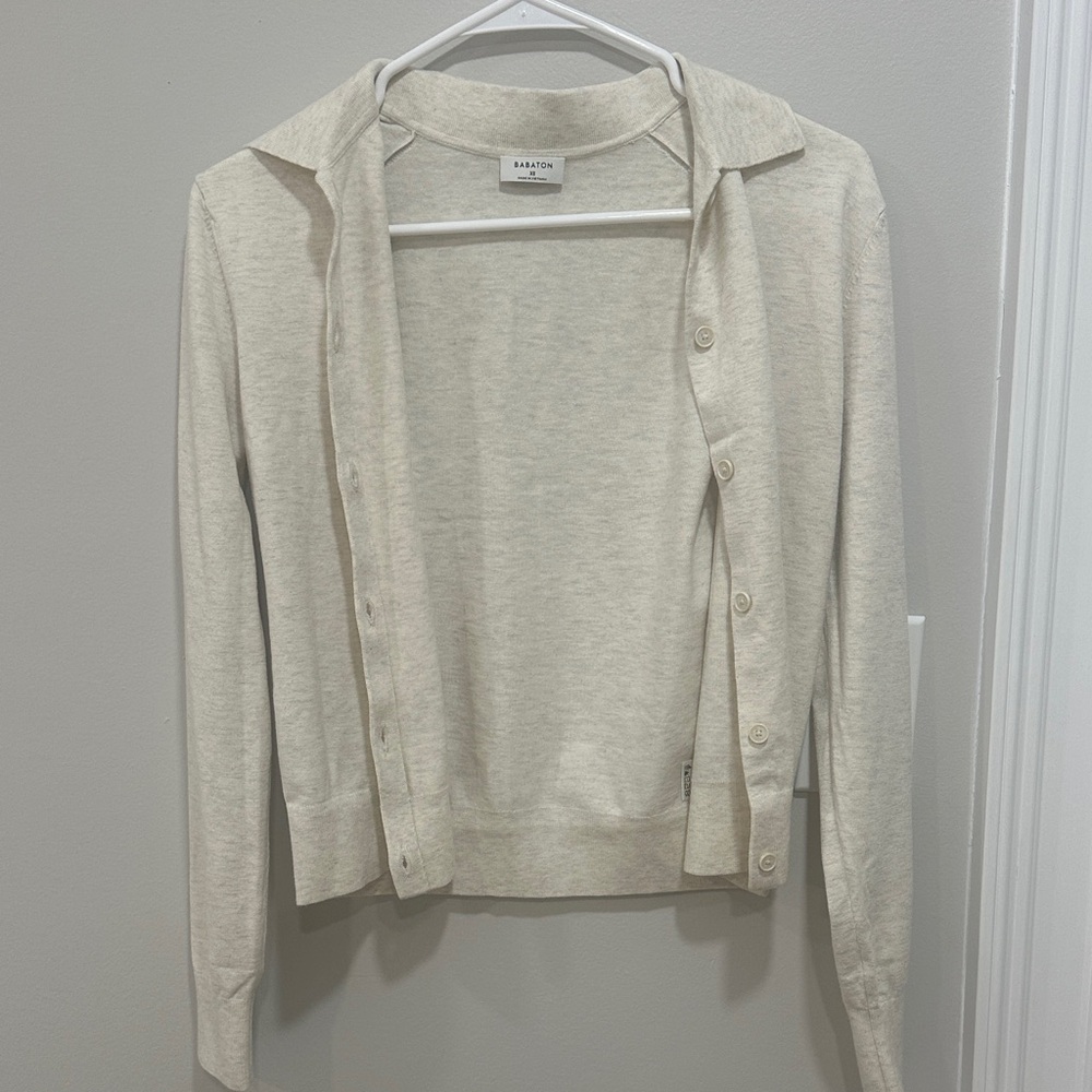Aritzia Cream Button-Up Cardigan